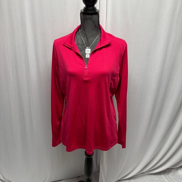 Sport-Tek Top Womens Size Large Fuchsia Long Sleeve Pullover Comfy Activewear - Picture 1 of 9